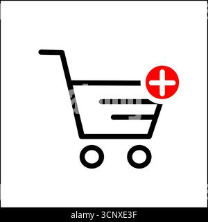 Shopping cart with plus sign line vector icon Stock Vector