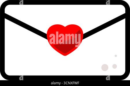 Love mail envelope with a red heart - vector icon Stock Vector
