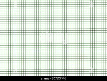 Empty green graph paper on white background with square grid pattern for mathematics and engineering. Empty graph paper with small grid lines Stock Vector