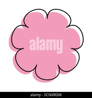 Decorative pink blossom with loose black outline and sleek form. Minimal and expressive Stock Vector
