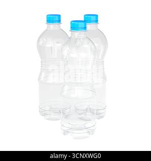 empty transparent plastic bottles 3d isolated Stock Photo
