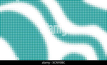 Emerald green halftone background with waves. Overlay effect. Abstract horizontal vector graphic template Stock Vector