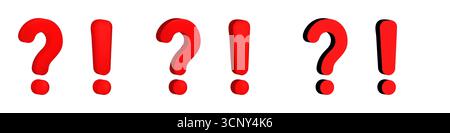 Bold red 3d question and exclamation marks for emphasis and inquiry concepts Stock Vector