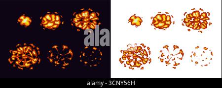 Pixel explosion animation sequence for gaming and design Stock Vector