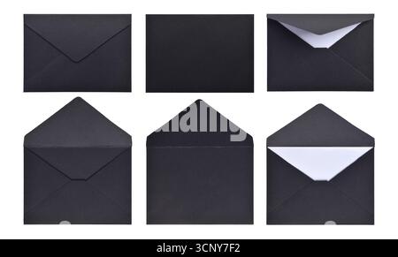 Set of black envelopes isolated on white background Stock Photo