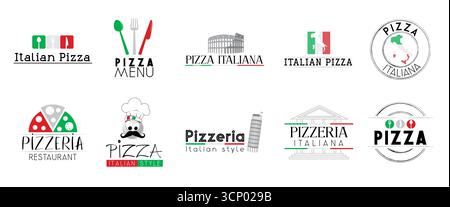 Italian pizza logotypes - vector illustration Stock Vector