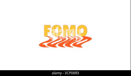 FOMO acronym bold internet slang with wavy orange shadow Stock Vector
