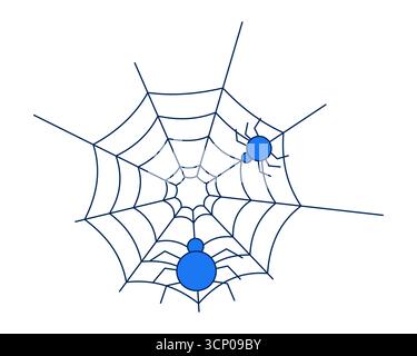 Minimalist spiders on web 2D cartoon object Stock Vector