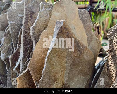 Rough Cut Natural large Stone Slabs for Construction, paving and Decoration Stock Photo