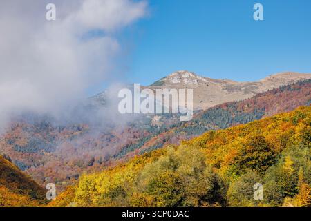 Mountainous landscape in the autumn season. The Mala Fatra national park in northwest of Slovakia, Europe. Stock Photo