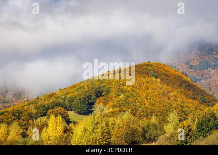 Mountainous landscape in the autumn season. The Mala Fatra national park in northwest of Slovakia, Europe. Stock Photo