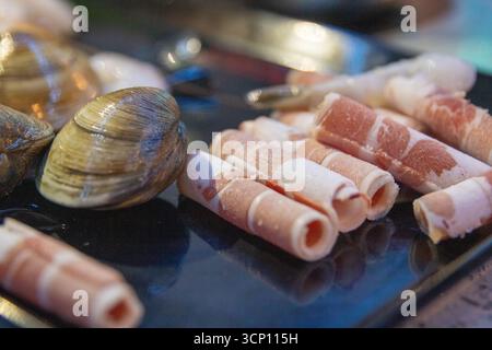 Seafood and Meat for Hot Pot ready to cook Stock Photo