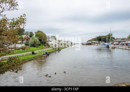 The Bude Canal now used for leisure, boating, fishing and a tourist attraction at this Cornish coastal town. Stock Photo