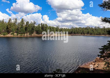 View of Woods Canyon Lake from the trail along it. Mogollon rim, Arizona. Stock Photo