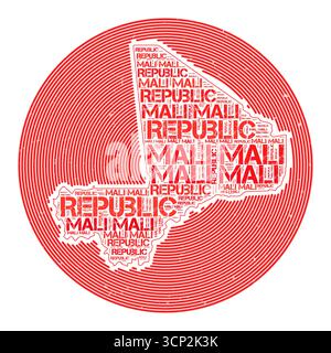 Mali Vector Image. Country round logo design. Mali poster in circular arcs and wordcloud style. Amazing vector illustration. Stock Vector