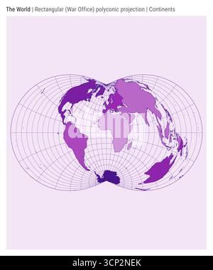 World Map. Rectangular (War Office) polyconic projection. Countries ...