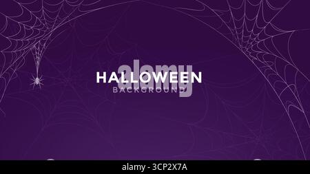 Happy Halloween Background with Spider Webs, Spooky Vector Illustration for Greeting Cards Stock Vector