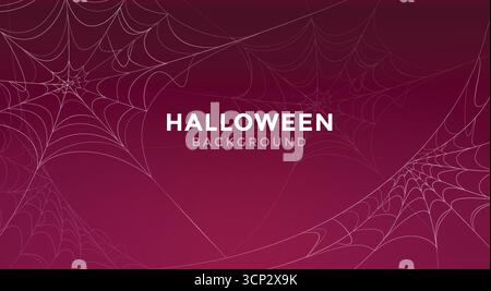 Halloween Background, Magenta Spider Webs, Vector Illustration, Trick or Treat, Spooky Holiday Stock Vector
