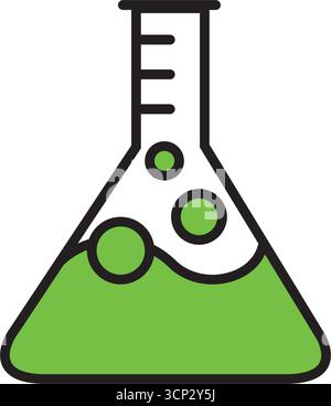 erlenmeyer laboratory icon on white background. Stock Vector