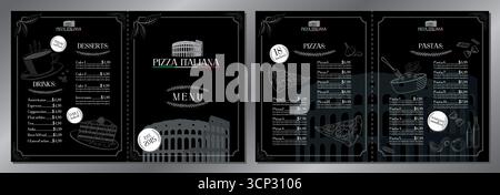 Italian pizza and pasta menu - 2x letter format - vector illustration Stock Vector