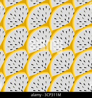 Yellow Pitaya slices seamless tropical pattern vector illustration Stock Vector