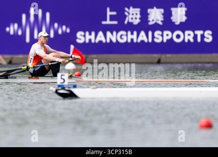 SHANGHAI - Simon van Dorp in action during the men's single sculls quarterfinals on the fourth day of the World Rowing Championships in Shanghai, China. ANP Iris van den Broek Credit: ANP/Alamy Live News Stock Photo