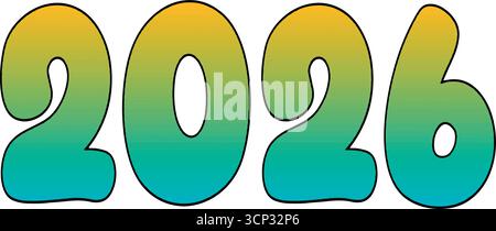 Colorful 2026 Gradient Number Text Design Vector Illustration Stock Vector