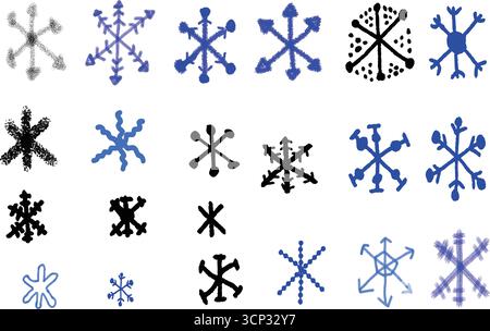 Hand Drawn Snowflake Shapes Collection Vector Art Design Stock Vector