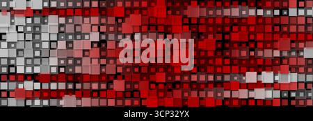 Red grey minimal mosaic squares abstract geometric background. Vector technology banner design Stock Vector