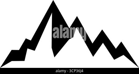 Minimal black mountain ridge. Abstract sharp outline peaks for outdoor, climbing, trekking and adventure graphic projects Stock Vector