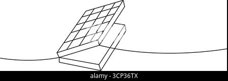 Isometric chessboard lid slightly opened in minimalist abstract linear black and white style Stock Vector