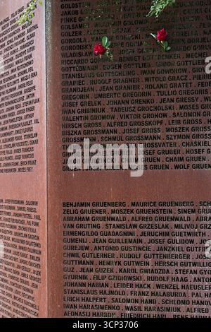 Pinned roses, name wall made of steel plates with a total of 2908 laser ...