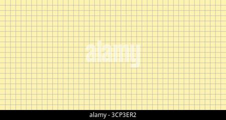 Paper grid in a notebook. Graph pattern on a yellow school sheet. Vector vintage texture of squares for notes and math. Stock Vector