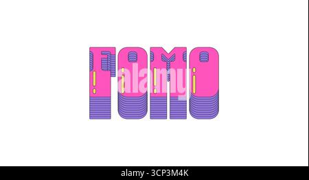 FOMO acronym layered pink vaporwave slang typography Stock Vector