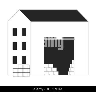 Warehouse storage building cardboard boxes 2D line object Stock Vector