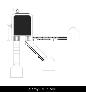 Automated industrial conveyor system 2D line object Stock Vector