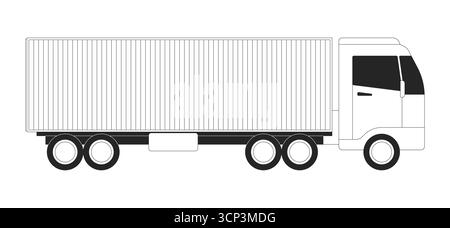 Cargo truck side view 2D line object Stock Vector