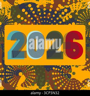 Modern cover 2026 number with fireworks on abstract background.Graphic design vector illustration for Banner Poster Flyer Happy New Year Christmas Gre Stock Vector