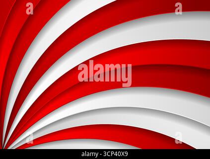Red and grey paper waves minimal abstract elegant background. Vector graphic template design Stock Vector