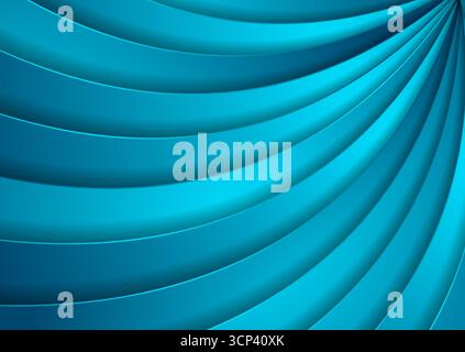 Bright blue paper waves minimal abstract elegant background. Vector graphic template design Stock Vector