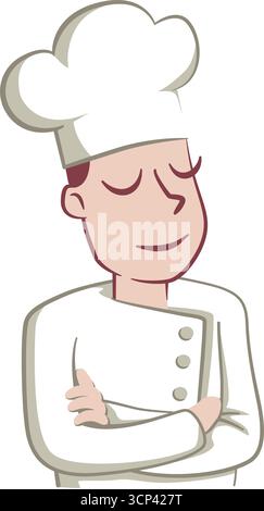 Illustration of a smiling young chef with his arms crossed. Stock Vector