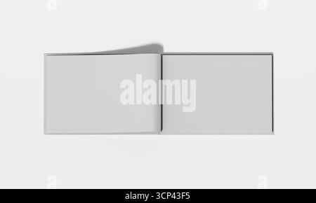Blank open book mockup isolated on white background minimal design. 3D rendering Stock Photo