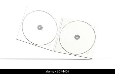Open blank double CD case mockup isolated on background. 3D Rendering Stock Photo