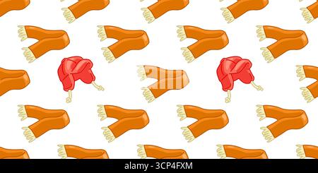 Seamless Jacket Coat Pattern Orange jackets and red coat in cartoon flat style, seamless pattern for textile, wrapping, and background design. Stock Vector