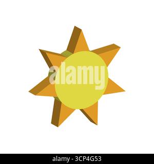 Sun illustration. Hot solar orb. Bright sunlight graphic. Vector weather icon. Stock Vector