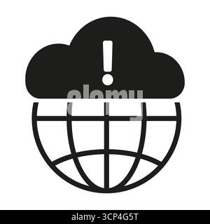 Cloud error icon. Global warning symbol. Network outage Vector. Internet failure alert. Stock Vector