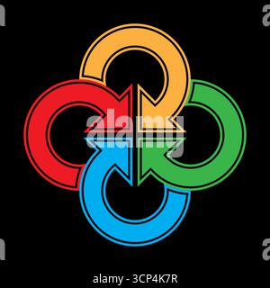 Circular arrows illustration. Recycling loop symbol. Dynamic rotation graphic. Vector business concept. Stock Vector