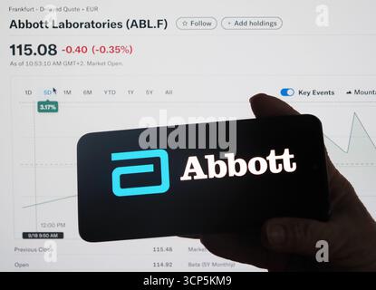 In this photo illustration, the Abbott Laboratories company logo is ...