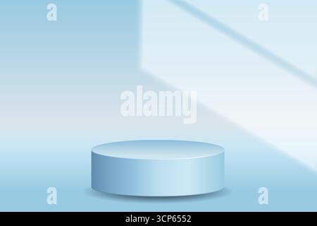 Futuristic 3D Blue Podium with light window shadow on backgound, Perfect for Technology Concept, Product Display, Mockup, Showroom Showcase, and Moder Stock Vector