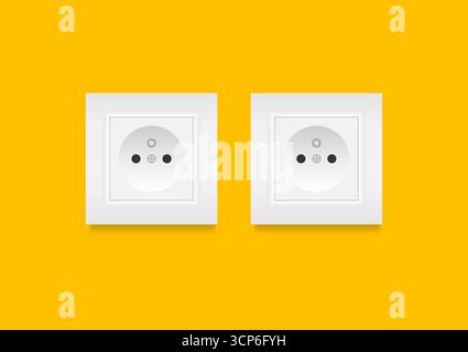 Electric Socket on the Wall. Save Energy and Electricity Concept. Vector Illustration. Stock Vector
